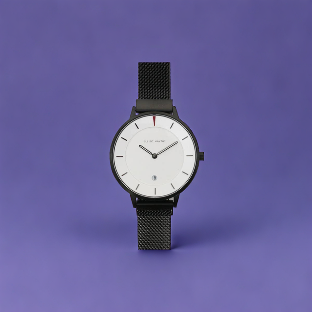 Piano Black Minimalist Mesh - 38mm