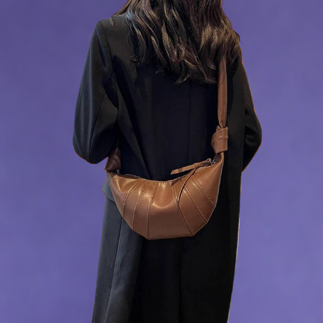 Vegan Leather Croissant Crossbody Shoulder Bag