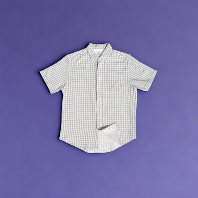 Beige Gingham Double Cloth Cotton Shirt