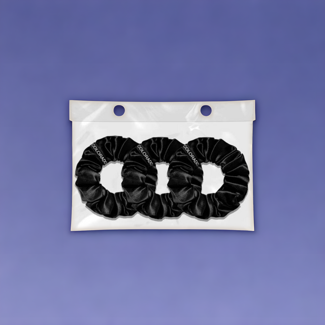 Silk Scrunchies Middies Midnight Black (Pack of 3)