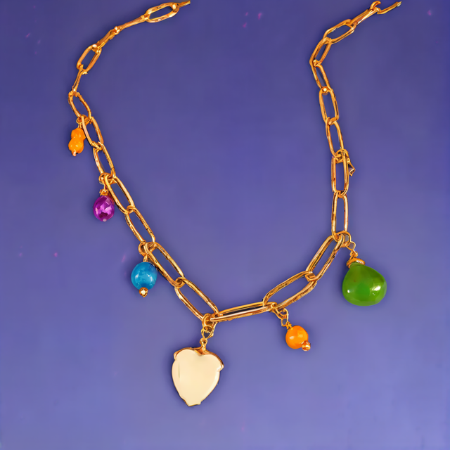 Charm Necklace - Pearl Heart