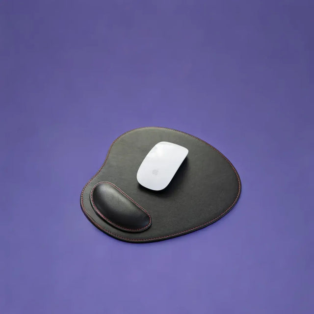 Leather Oval Mouse Pad with Wrist Rest