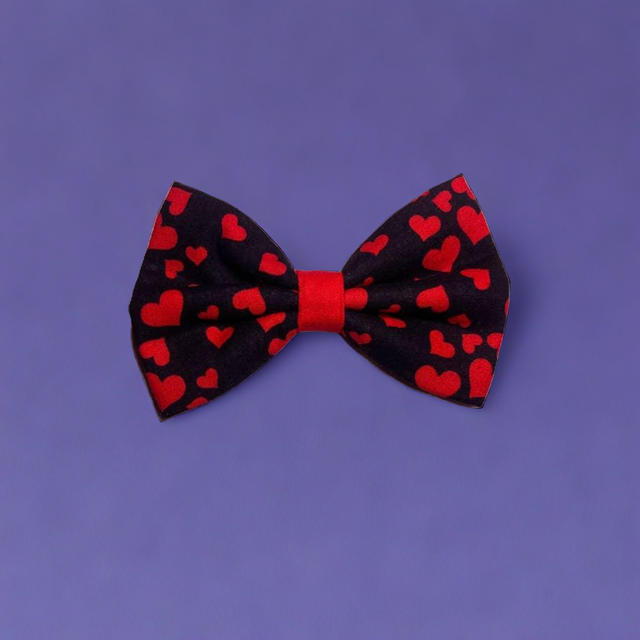 Red Hearts Dog Bowtie