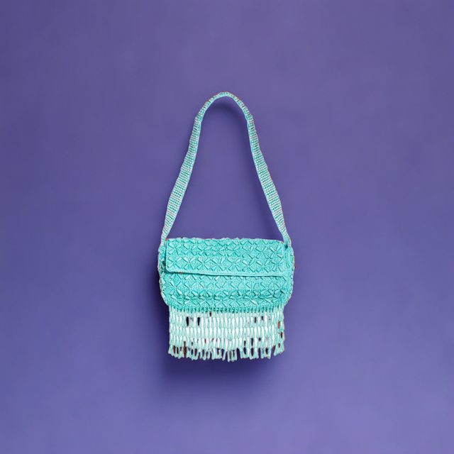 Fame Beaded Fringe Rectangle Shoulder Bag