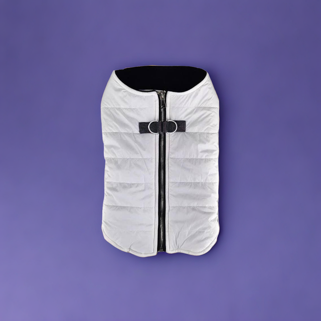 Zip-up Dog Puffer Vest - White