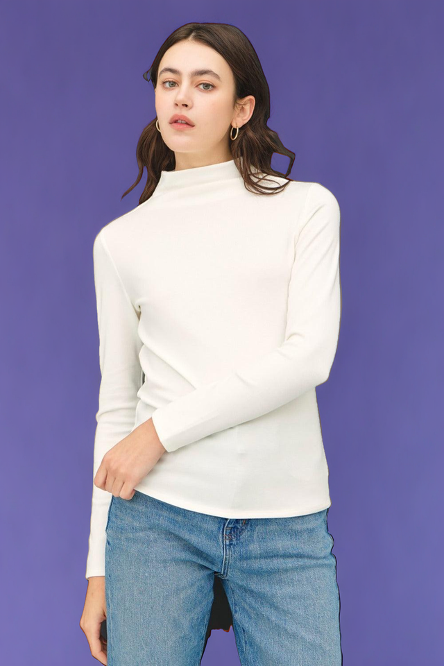 Mock Neck Long Sleeve T-Shirt