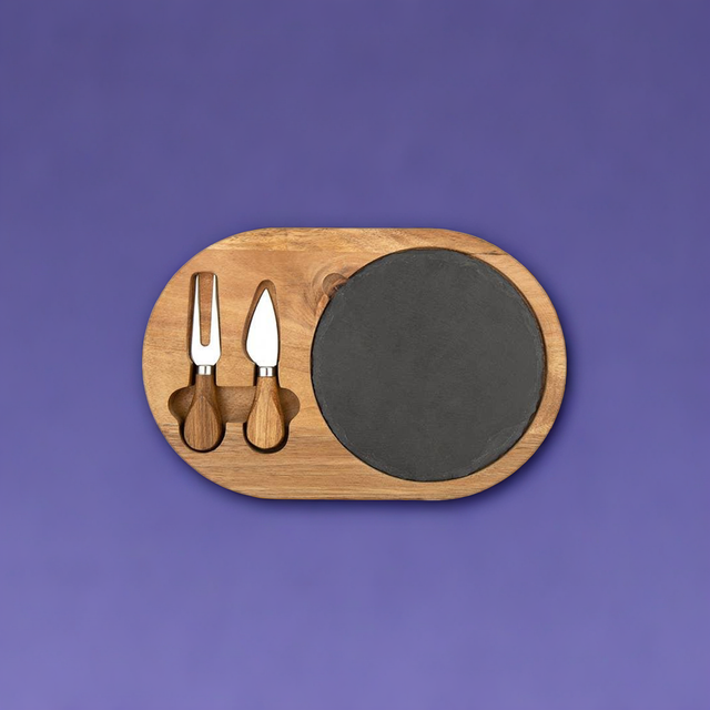 Wood & Slate Serving Board Set