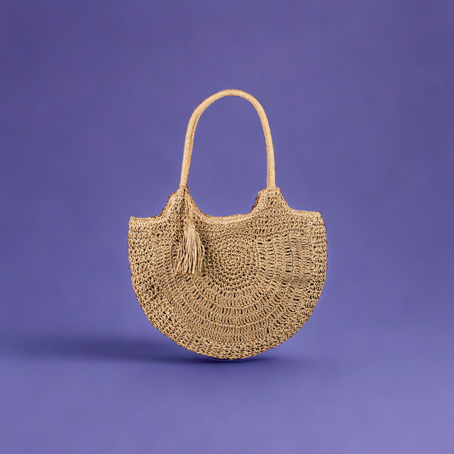 Fame Straw Braided Tote Bag with Tassel