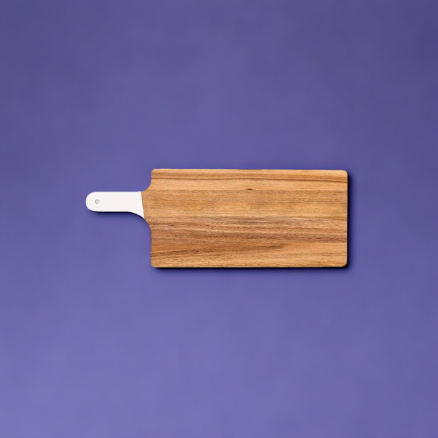 Wooden Cutting & Serving Board With White Handle