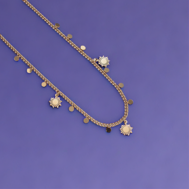 Celestial Sun Disc Chain Necklace