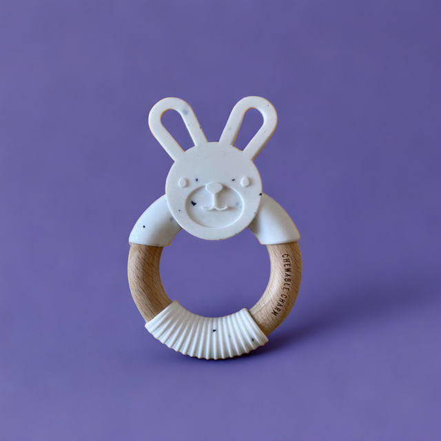 Bunny Silicone + Wood Teether - Moonstone