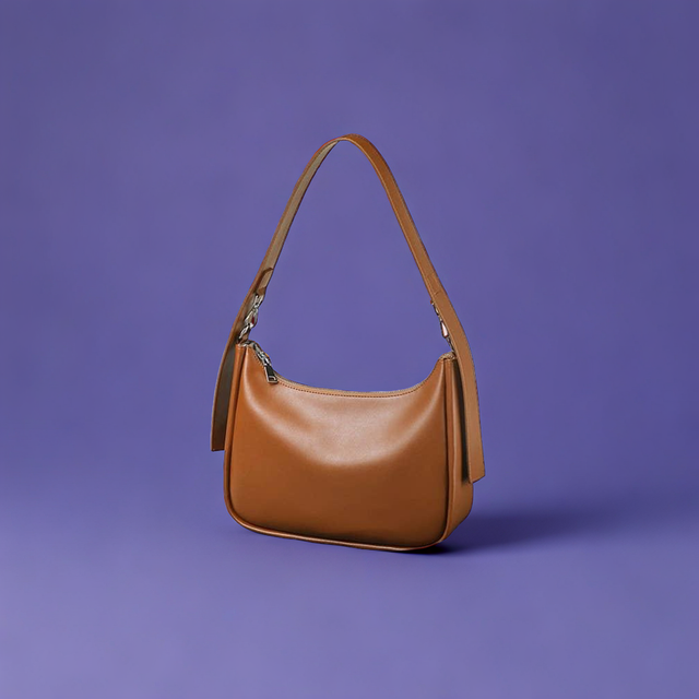 Vegan Leather Baguette Hobo Shoulder Bag