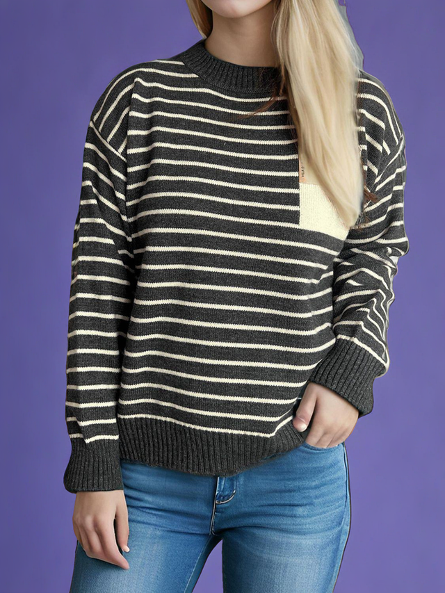 Striped Mock Neck Sweater