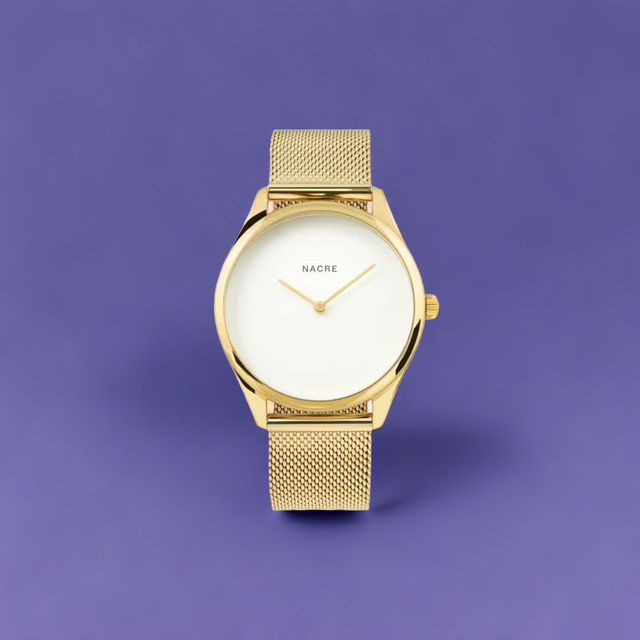 Lune Watch - Pearlized Dial Gold - Gold Mesh