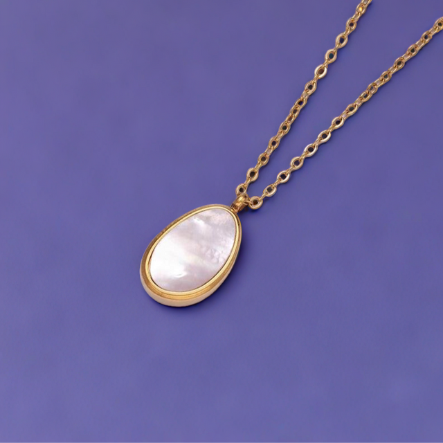 Pearl Abstract Bezel Necklace