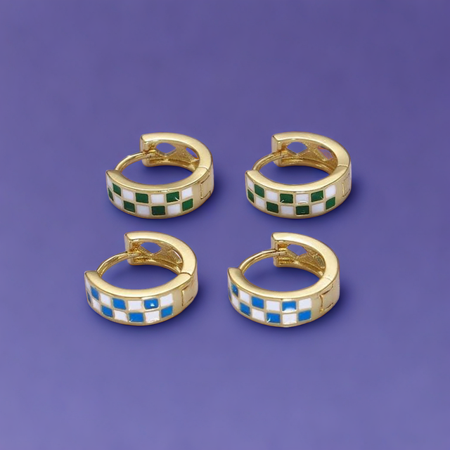 Checker Hoops Earrings