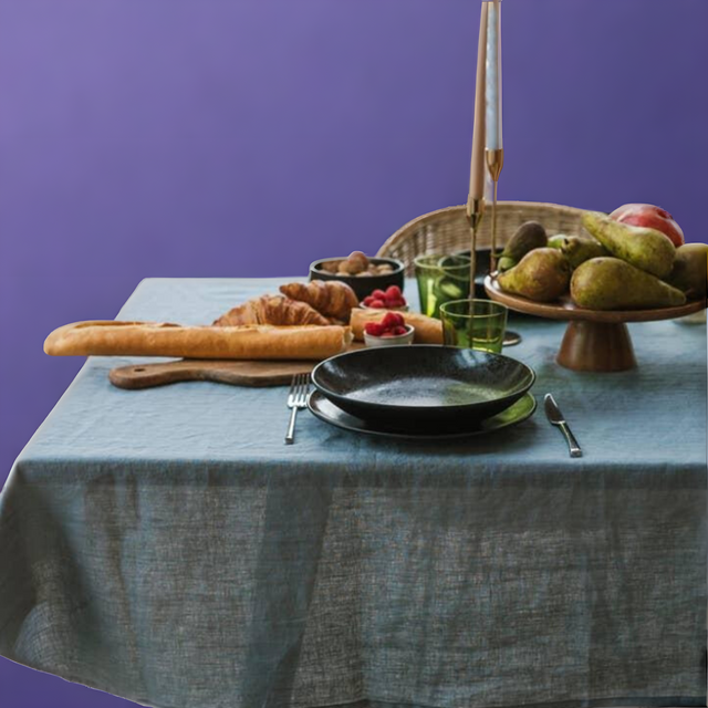 Dark Grey Linen Tablecloth