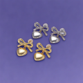 24k Gold Filled Heart Drop Ribbon Stud Earrings