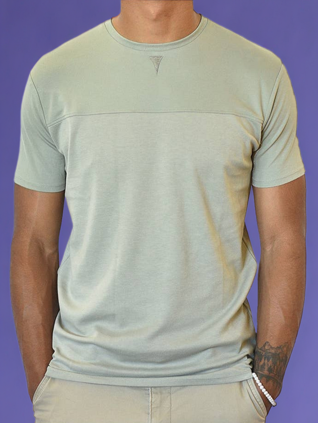 Short Sleeve Crew Collar (Taupe & Sea Moss Green)