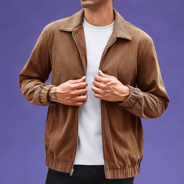 Casual Solid Color Corduroy Lapel Jacket